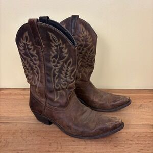 LAREDO Tremaine Leather Cowgirl Boots Brown Women Size 9 Casual Country Western